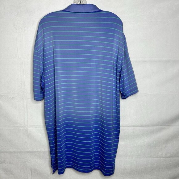 Peter Millar Summer Comfort Polo Shirt Blue Ombre Teal Striped Size L - Picture 7 of 9